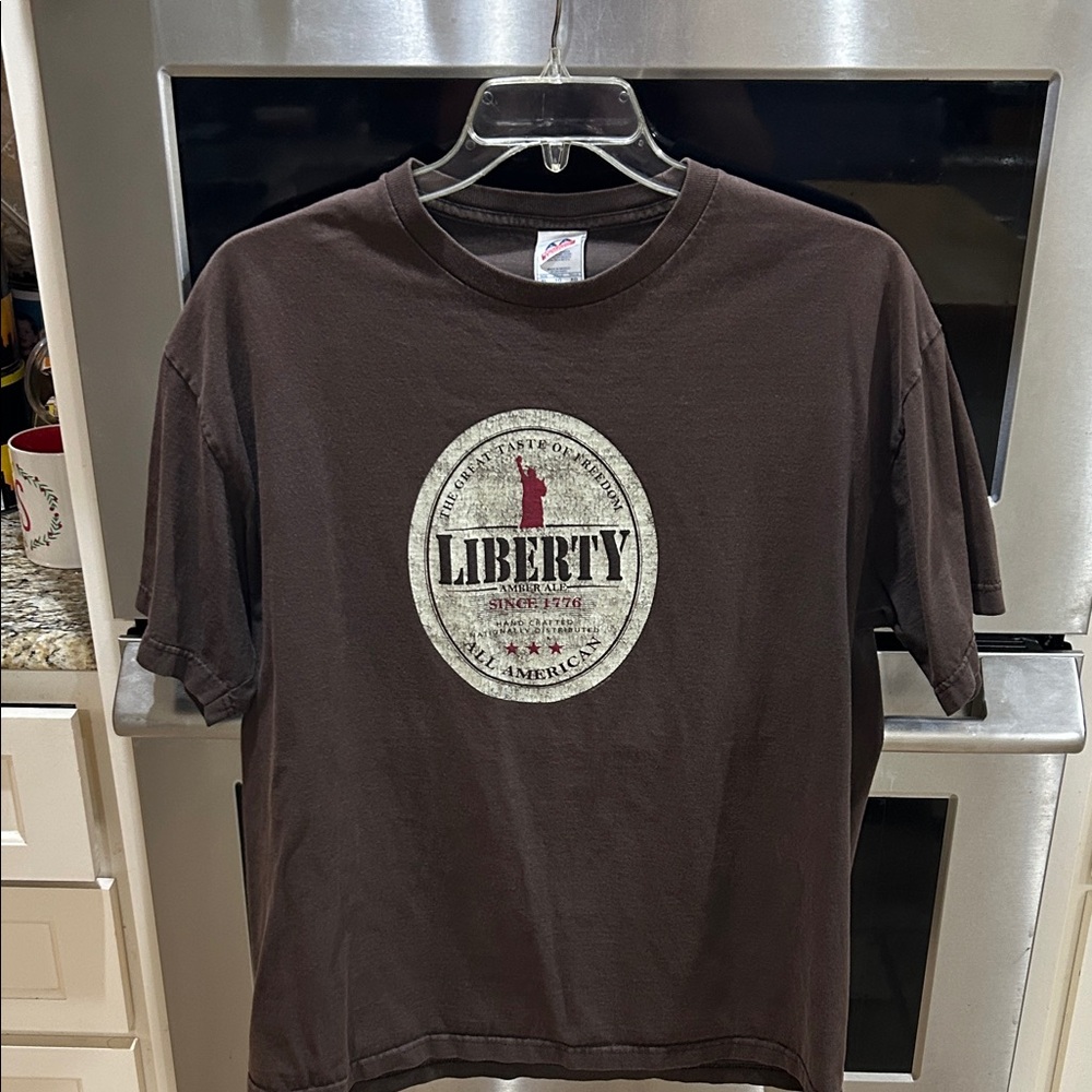 Alstyle Men's Dark Brown Liberty Amber Ale since 1776 Taste of Freedom Tee